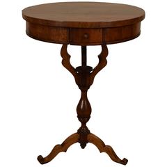 Italian Neoclassical Walnut One-Drawer Pedestal Table, 19th Century