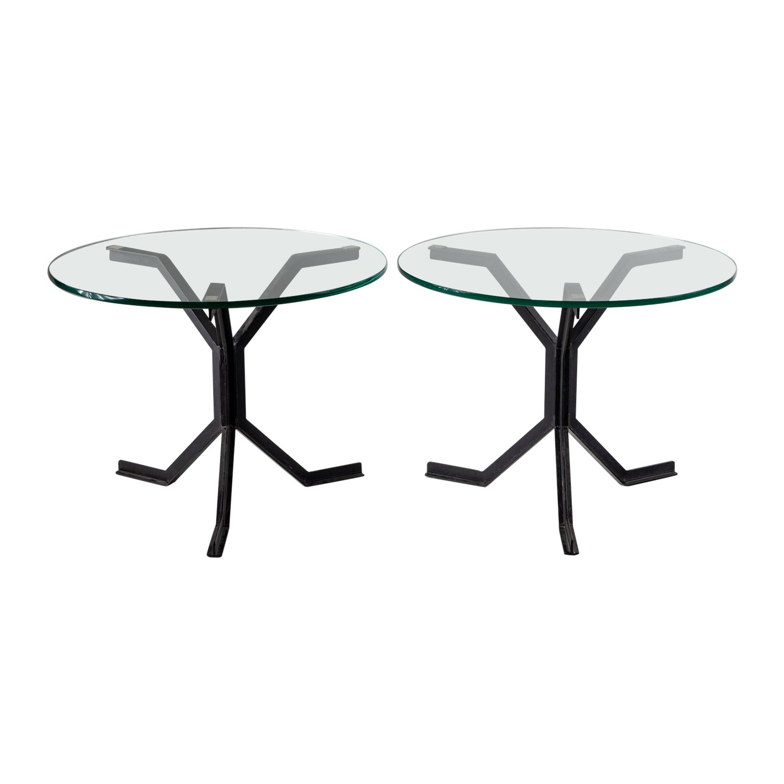 Iron and Glass Side Tables, 20th Century