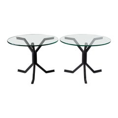 Beistelltische aus Eisen und Glas, 20. Jahrhundert