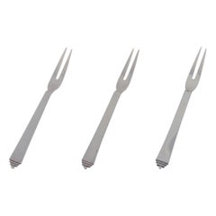 Georg Jensen Pyramid, tre forchette per salumi in argento sterling. 1933-1944