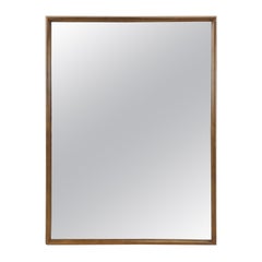 Mid Century Modern Rectangular Wall Mirror with Beveled Walnut Frame