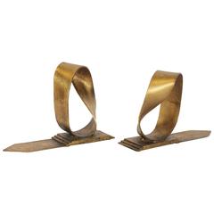 1968s Pair of Goldleafed Bookends by Curtis Jere