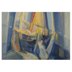 Frans Vester-Pedersen, Danish painter. Oil on canvas. Abstract composition.