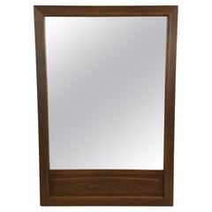 Mid Century Modern Wall Mirror with Walnut Accent Panel