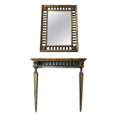 Italienische Neo-Klassik Stil geschnitzt Giltwood Spiegel & Faux Marmor Konsolentisch