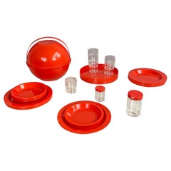 Italian modern orange picnic set Pic Boll by Carlo Viglino for Guzzini, 1970s