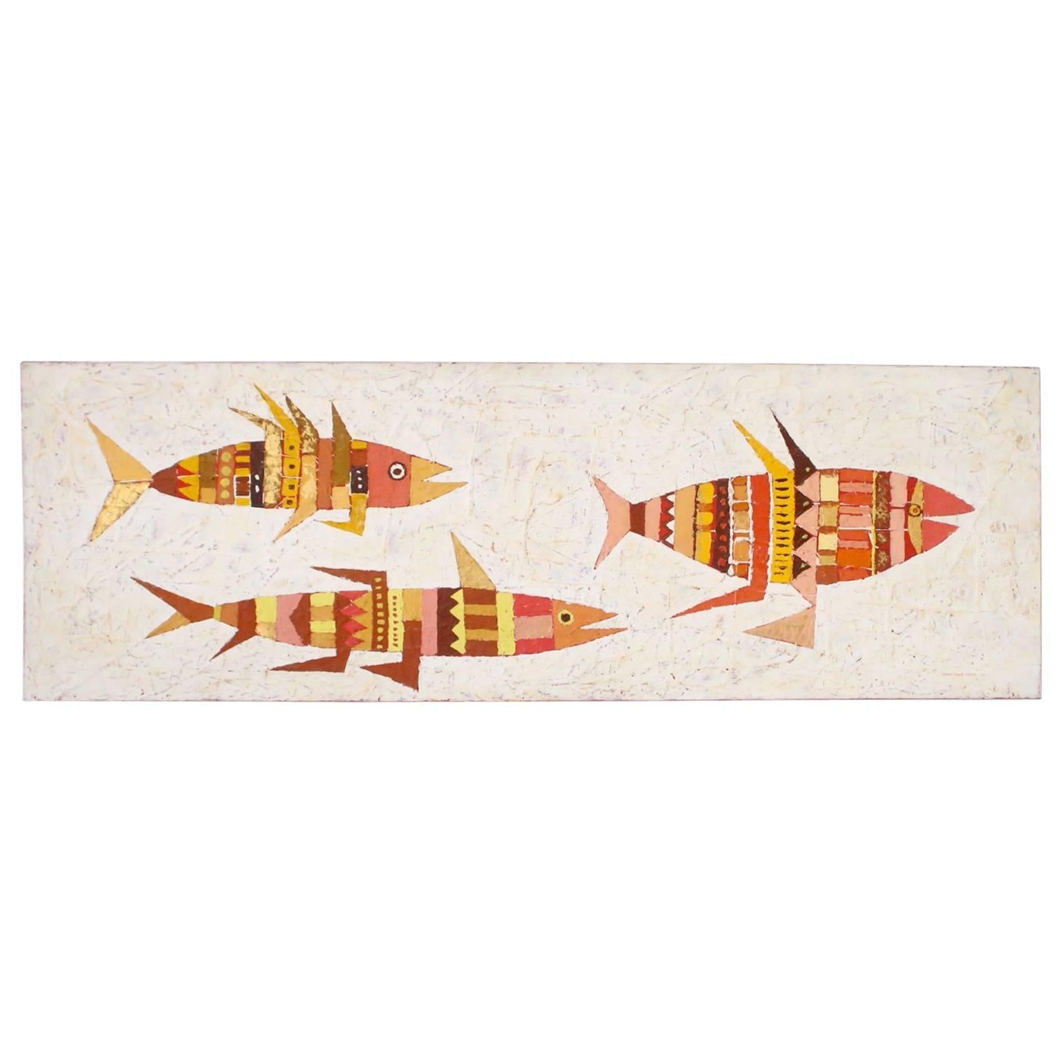 Large MidCentury Fish Wall Art at 1stDibs