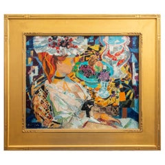 Emilio Grau-Sala "Woman With Fishbowl" Oil Canvas