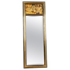 Bernhard Rohne for Mastercraft Acid Etched Brass Tall Wall Mirror, 1970s