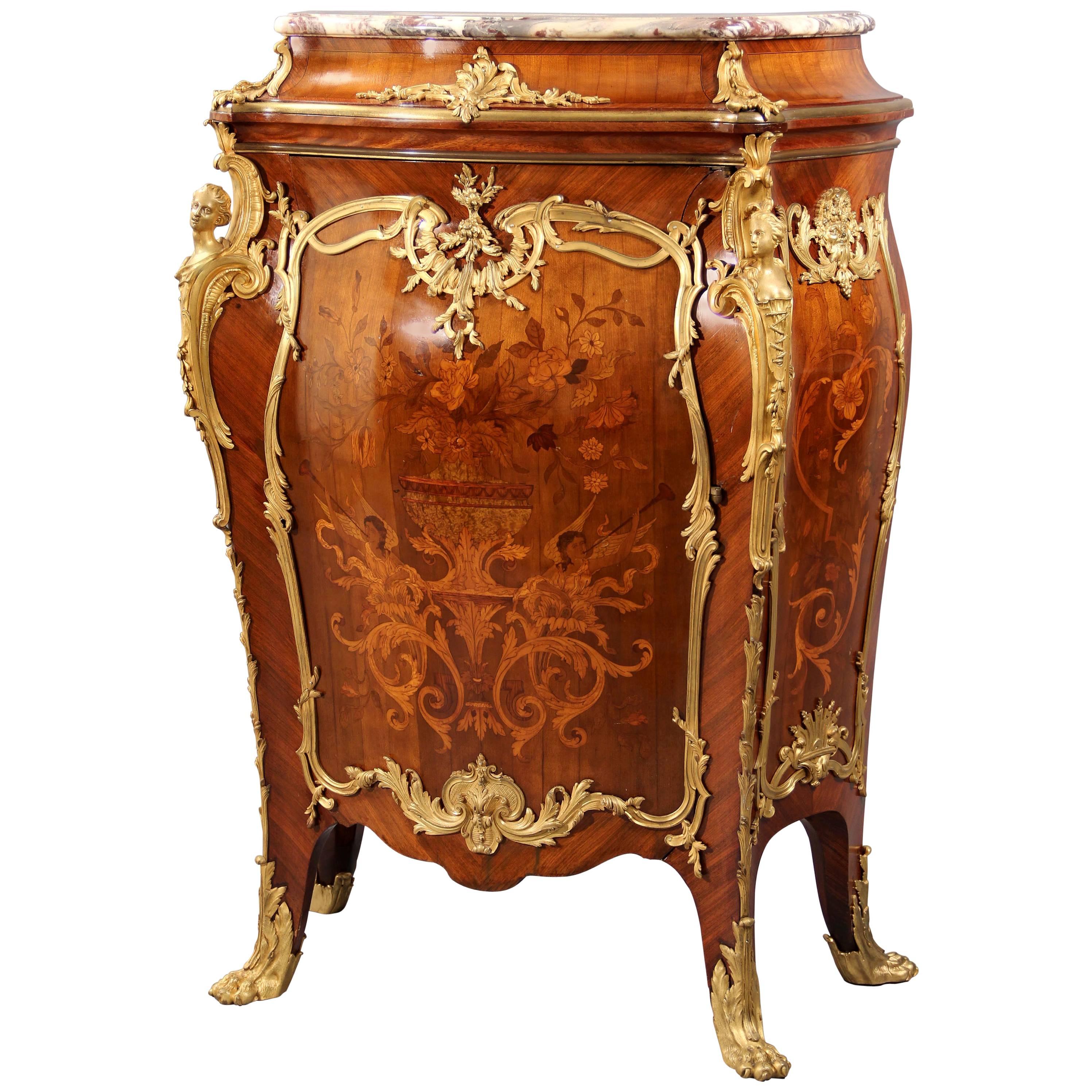  Rare Late 19th Century Gilt Bronze Mounted Cabinet by François Linke