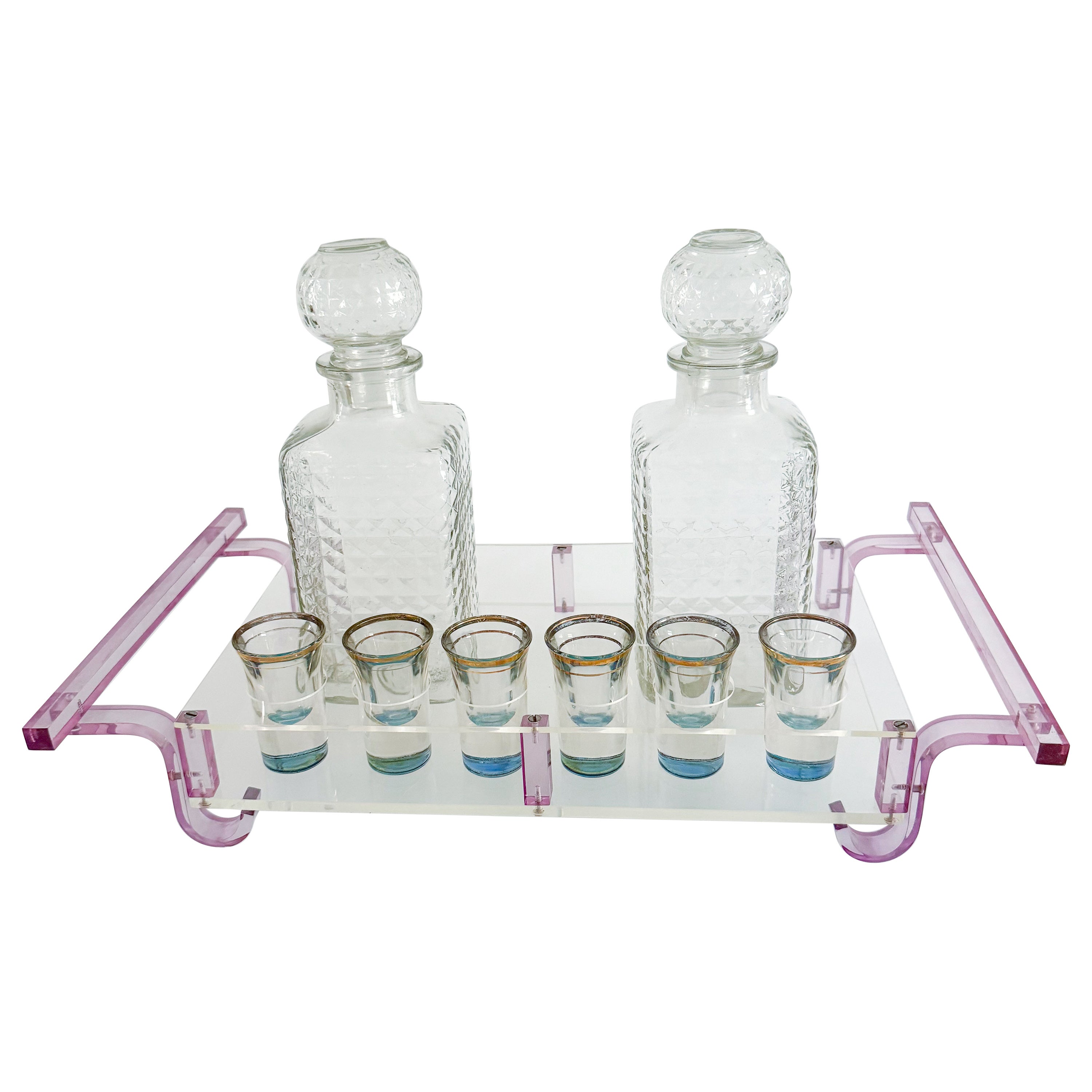 Juego de Cóctel Personalizado Lucite Vasos de chupito Mid Century Modern Hollywood Regency en venta