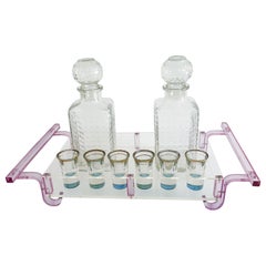 Lucite Custom Cocktail Set Shot Glasses Mid Century Modern Hollywood Regency