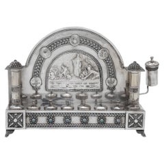 A Silver Hanukkah Lamp by Yehia Yemini, Jerusalem Circa 1920