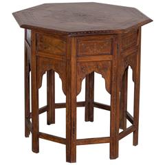 Antique Inlaid Rosewood, Ebony and Brass Hoshiapur Indian Table, circa 1890