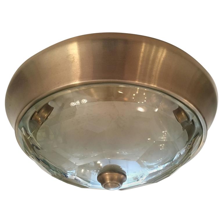 Italian Crystal Mid Century Modern Flush Ceiling Light Oscar Italian Crystal Mid Century Modern Flush Ceiling Light Oscar Torlasco For Lumi