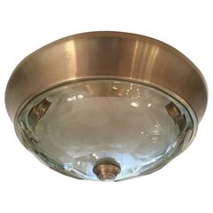 Italian Crystal Mid-Century Modern Flush Ceiling Light Oscar Torlasco for Lumi 4