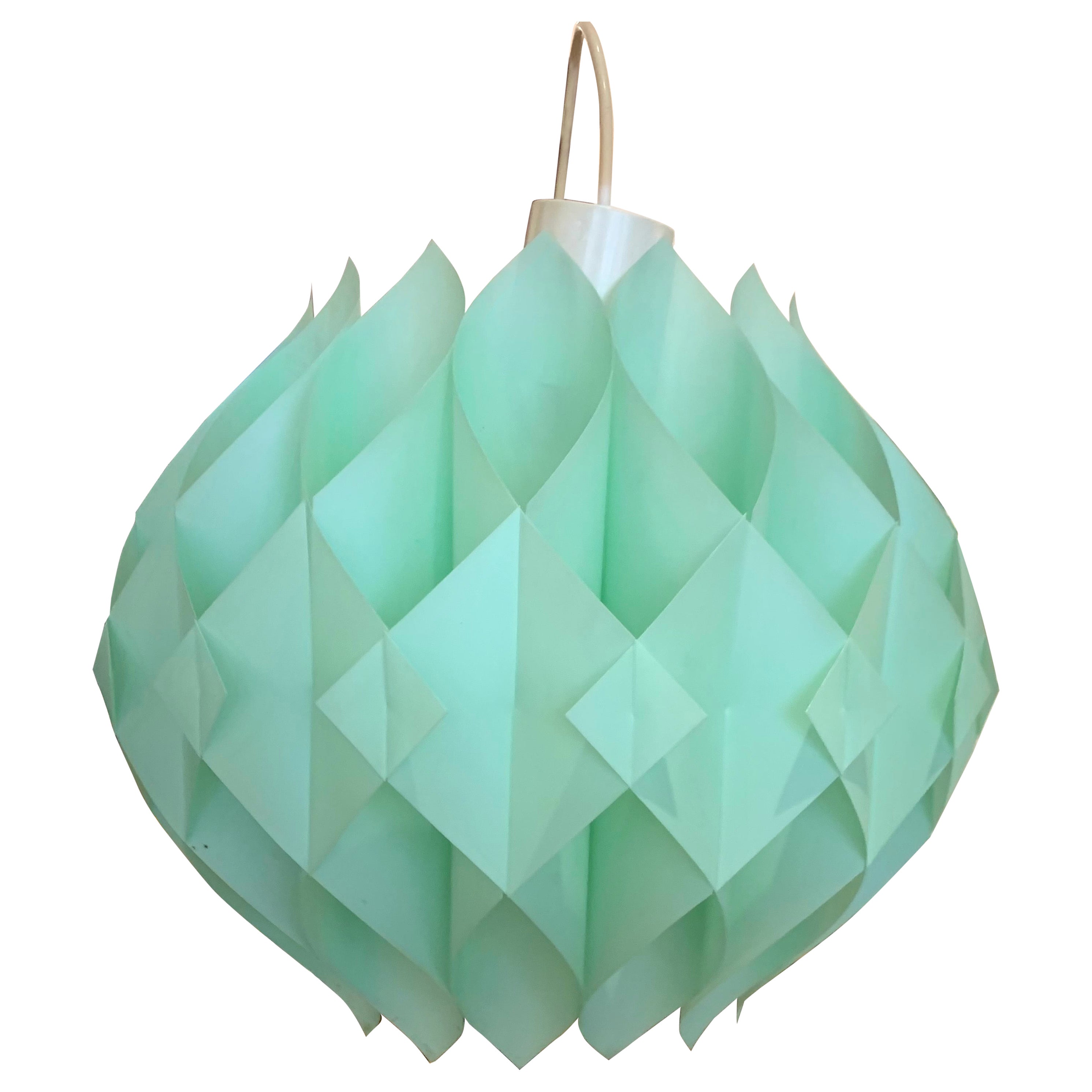 Vintage Mid-Century Green Pendant Lamp Geometric Design For Sale