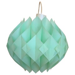 Vintage Mid-Century Green Pendant Lamp Geometric Design