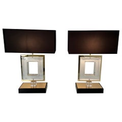 Italian Art Deco Gold and Murano Glass Pair of Lamps