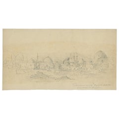 Antique Historic View of Damascus and Burial Site of a Prophet's Wife, Anonymus, 1869