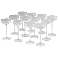 12-Piece Set Champagne Glasses - Clear Crystal - Val Saint Lambert - circa 1920