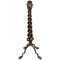 A Brutalist Chain Link Wrought Iron Table Lamp