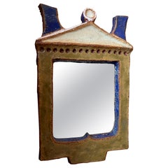 Ceramic mirror by les Argonautes, France 1960's