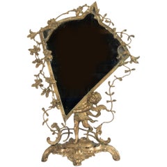 Antique Mirror de table en laiton