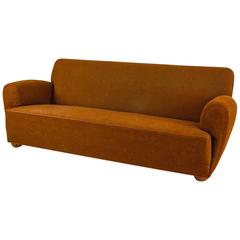 Danish Rounded Three-Seat Sofa with Brown Wool Upholstery, 1940s