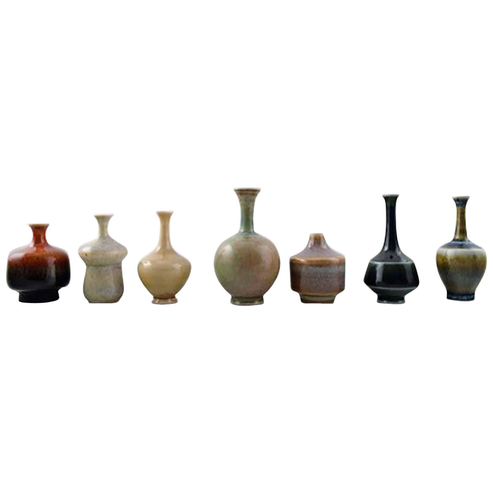 Collection of Höganäs Miniature Vases, a Total of Seven Pieces