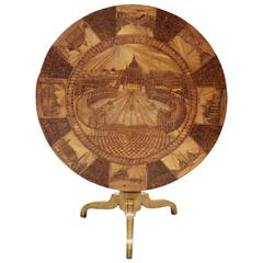 Intriguing French Straw-Work Grain Painted Center Table
