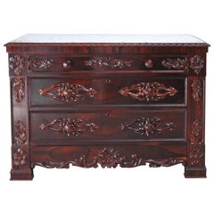 19th Century Post Civil War American Rosewood Chest of Drawers w/ Marble Top