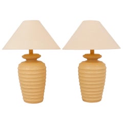 Postmodern Textured Ceramic Table Lamps - a Pair
