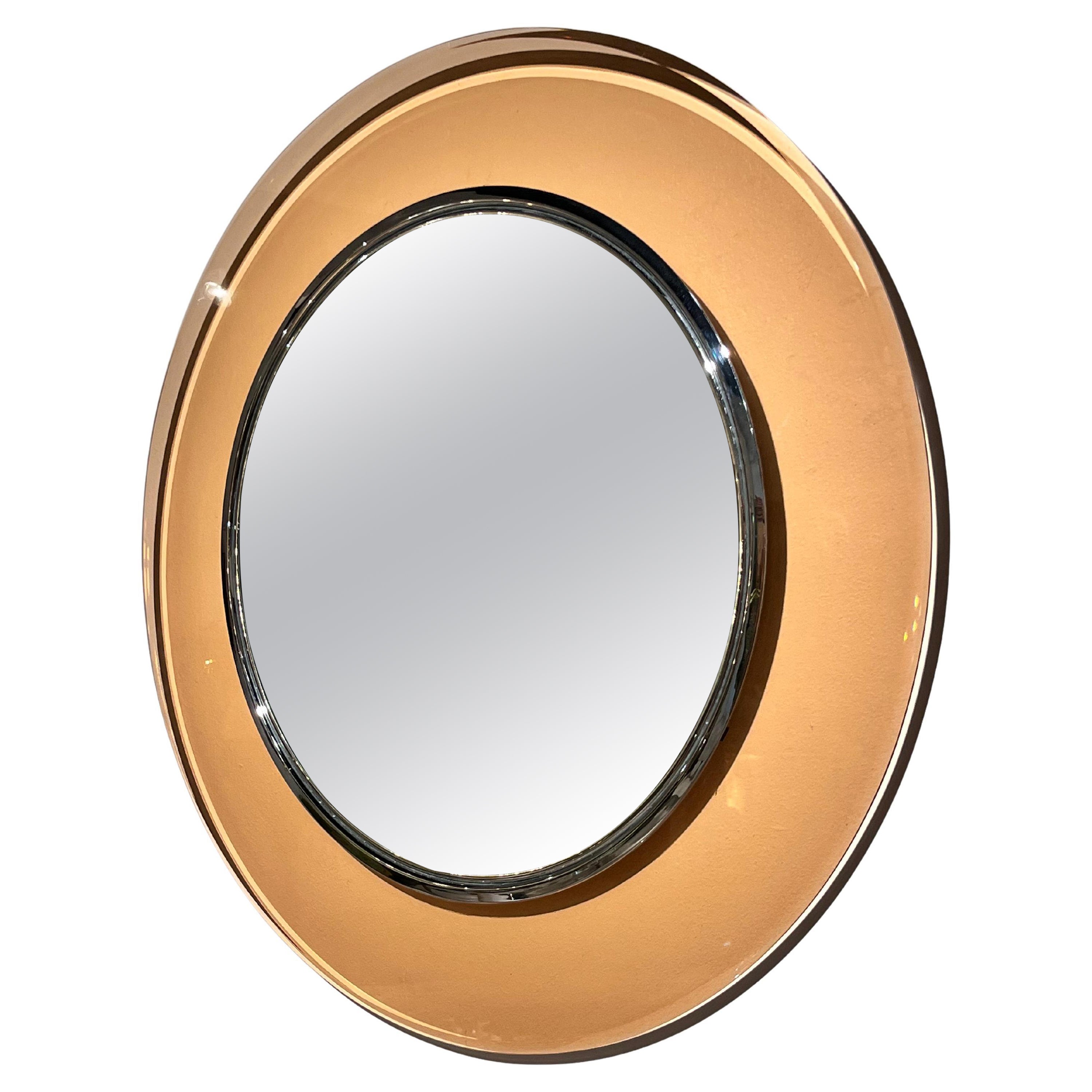 Fontana Arte Round Mirror Model '1669' by Max Ingrand, 1960s Italy