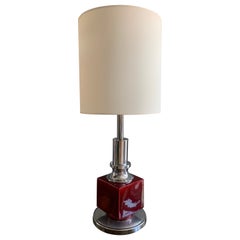 Vintage Chrome and Ceramic Table Lamp