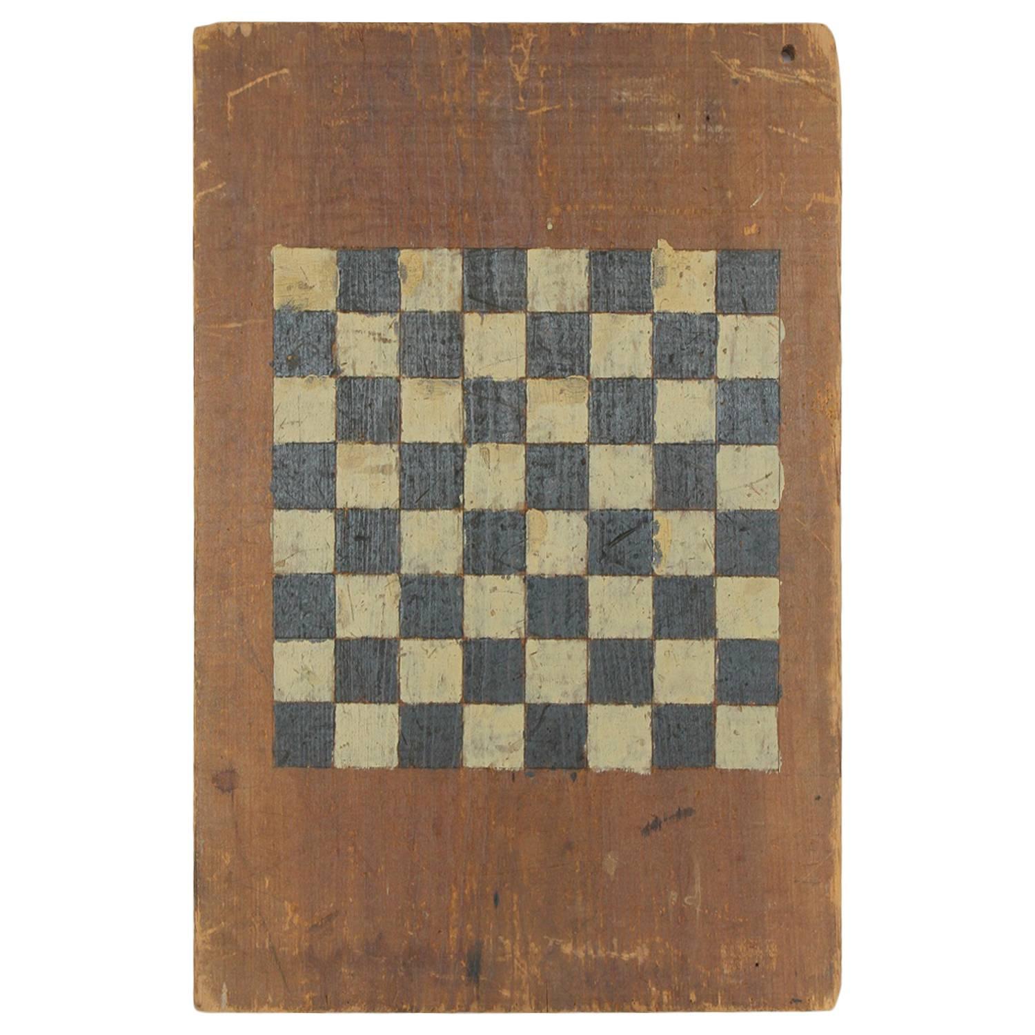 Antique American Hand-Painted Checker Game Board For Sale