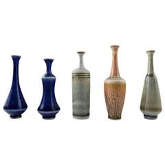 Collection of HöGanäS Miniature Ceramic Vases, a Total of Five