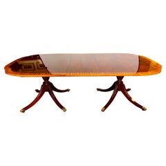 Baker Historic Charleston Mahogany Inlay Pedestal Dining Table