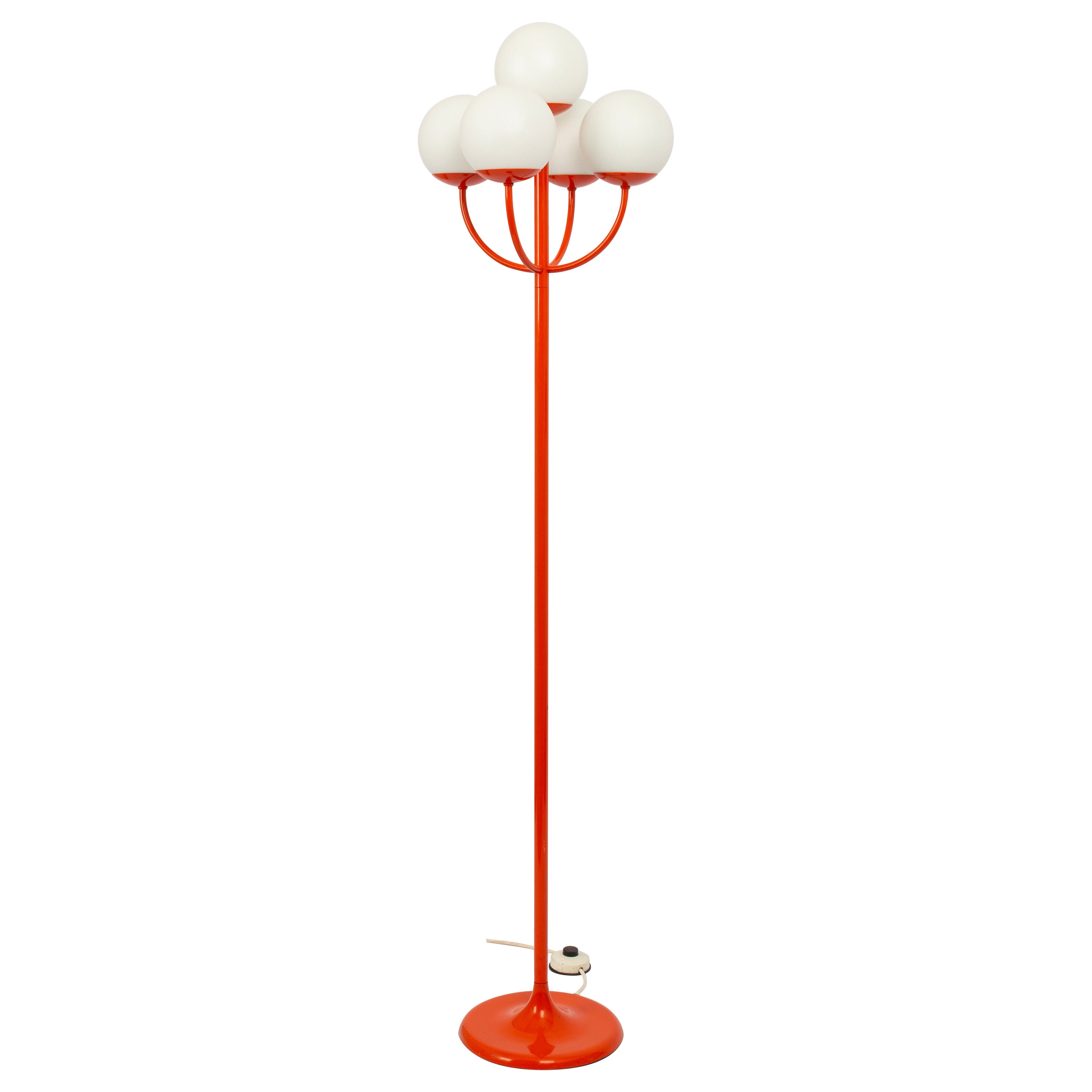 Splendida lampada da terra arancione di Kaiser, Germania, anni '70