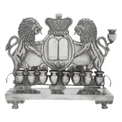 Antique An Early 20th Century American Silver Hanukkah Lamp