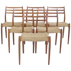 Set of Six Niels Møller Teak Dining Chairs Model 78