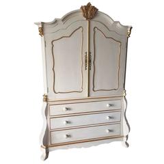 Vintage Dutch Style Linen Press Painted with Gilded Accents