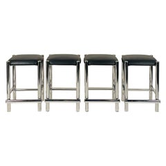Set di 4 sgabelli da banco cromati in stile moderno Cal-Style