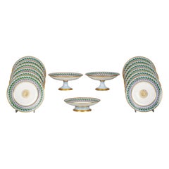 Französisches Porzellan Sevres „Bleu Achat“ Teilsitz aus Porzellan, datiert 1831