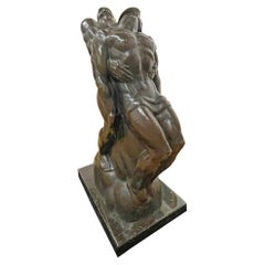 Vintage "Pulling A Soldier to Safety", Large Art Deco War Memorial Bronze by De Lue