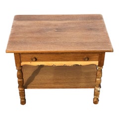 Danish solid oak sewing table in stil of Kjærnulf