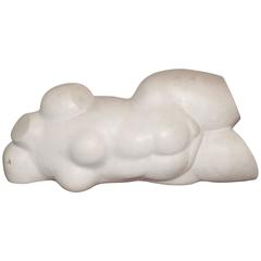 Great Nude White Marble Torso Signed and Dated 1986