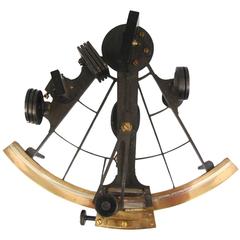 Used English Bronze and Silver Cased Sextant