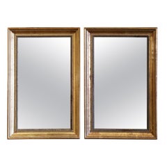 Pair of Early 20th Century French Giltwood Mirrors with Original Mercury Glass