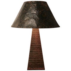 Hand-Hammered Patchwork Copper Lamp and Shade